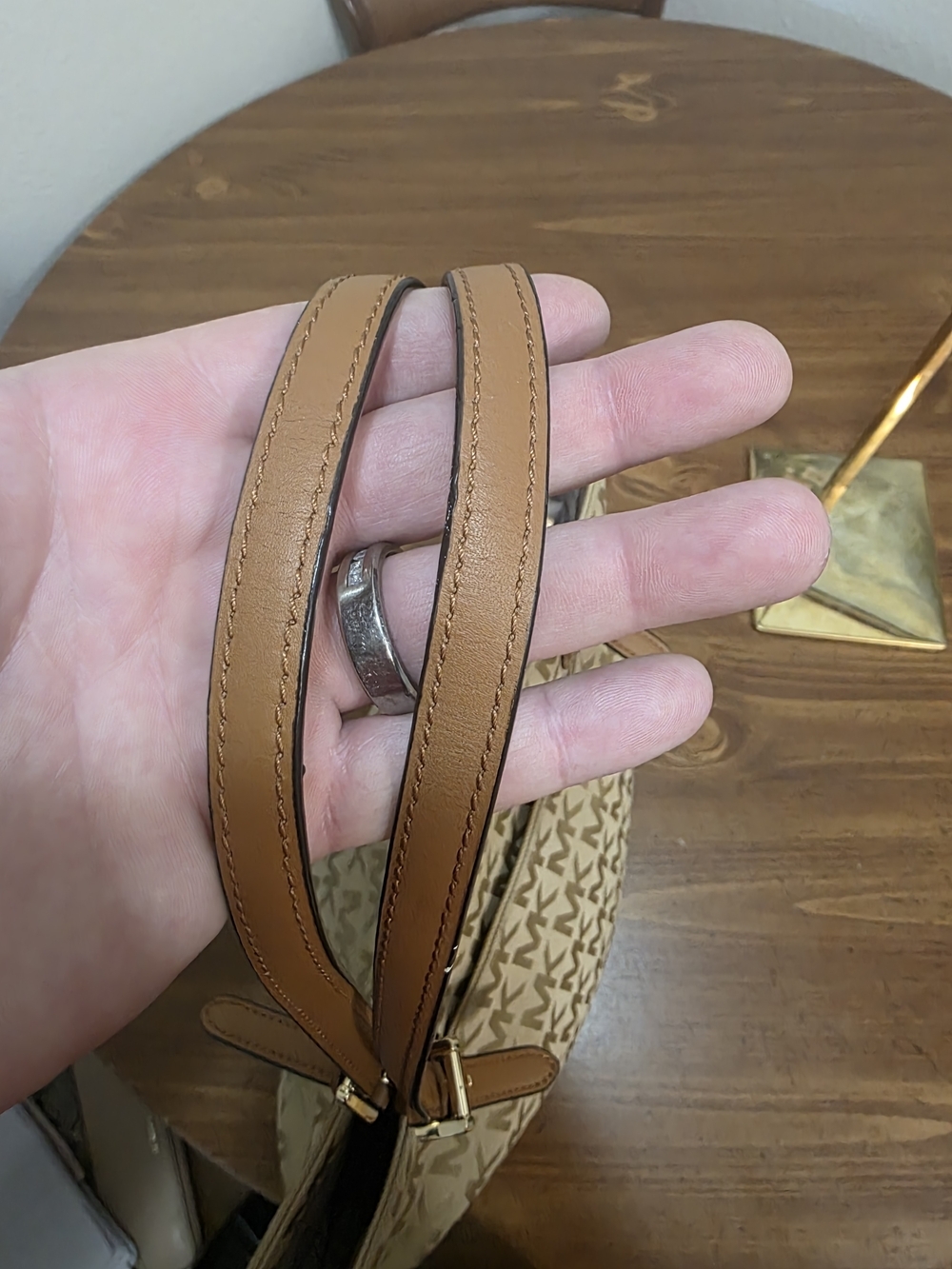 Michael Kors Beige/Tan MK Monogram Tote - Picture 6 of 12